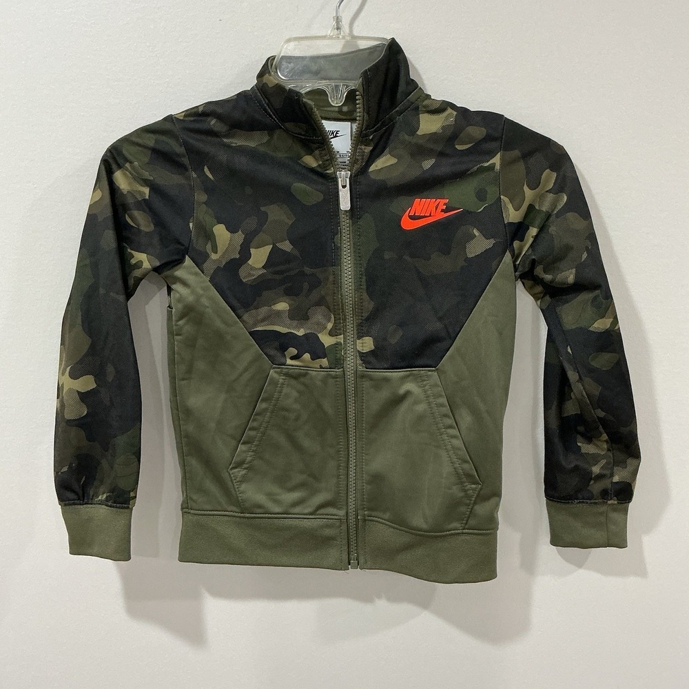 Nike‎ Boy's Camouflage Black & Green Zip Up Track Jacket Size M 5-6 Years Active